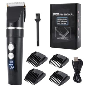 Hårklippningsmaskin professionell, hållbara titanblad och digital pekkontroll, trimmer rakapparat med LED-display, skäggtrimmer precisionstrimmer lång hårtrimmer vattentät